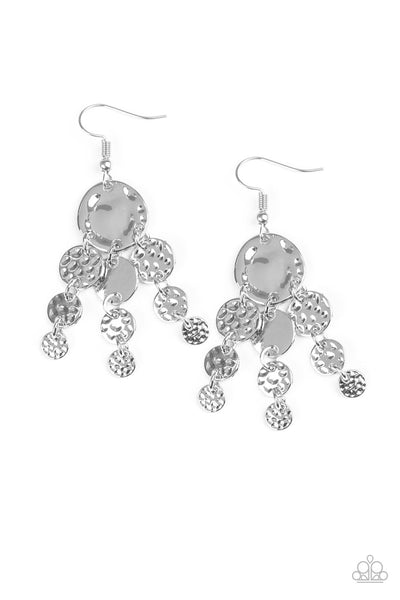 DO CHIME IN - SILVER DISC EARRING- PAPARAZZI