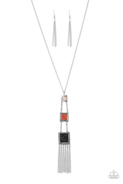 THIS LAND IS YOUR LAND - MULTI BROWN AND BLACK SILVER NECKLACE - PAPARAZZI