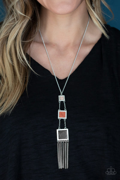 THIS LAND IS YOUR LAND - MULTI BROWN AND BLACK SILVER NECKLACE - PAPARAZZI