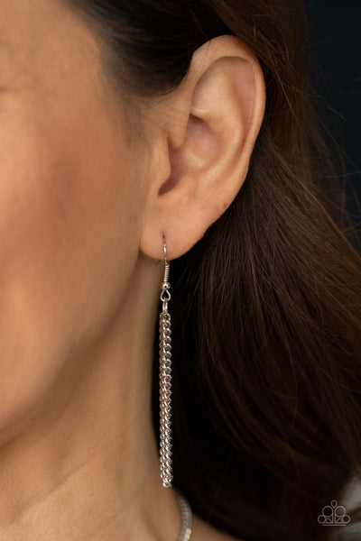 AS MOON AS I CAN - WHITE BEAD SILVER CRESCENT NECKLACE - PAPARAZZI