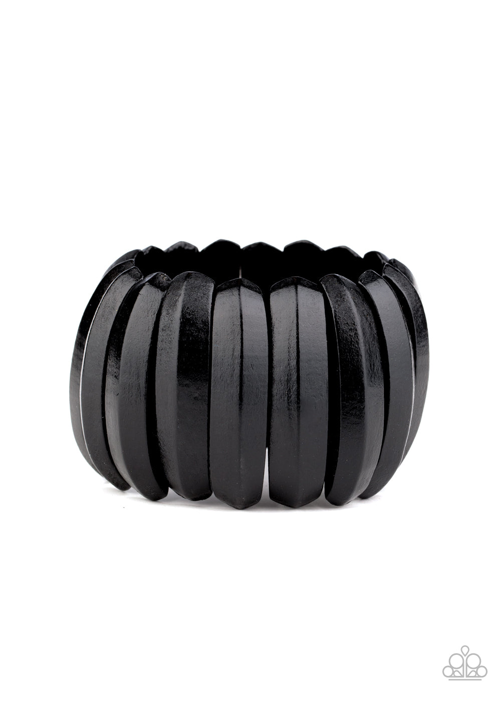 COLORFULLY CONGO - BLACK WOOD STRETCHY BRACELETS - PAPARAZZI