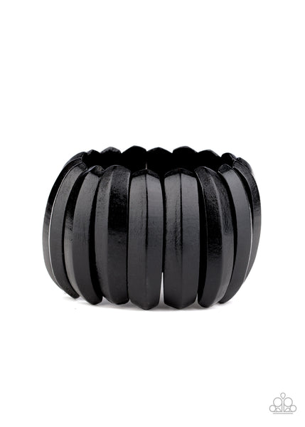 COLORFULLY CONGO - BLACK WOOD STRETCHY BRACELETS - PAPARAZZI