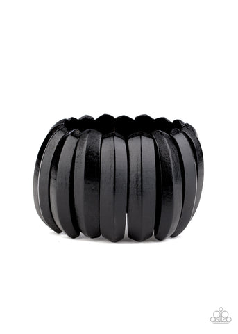 COLORFULLY CONGO - BLACK WOOD STRETCHY BRACELETS - PAPARAZZI
