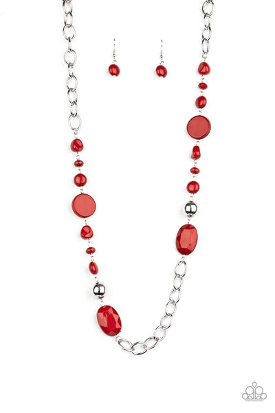 WHEN I GLOW UP - RED AND SILVER BEAD NECKLACE