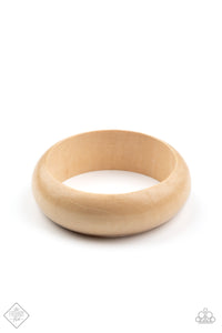 WHIMSICALLY WOODSY - WHITE WOODEN BANGLE BRACELET - FASHION FIX EXCLUSIVE NOVEMBER 2020 - PAPARAZZI