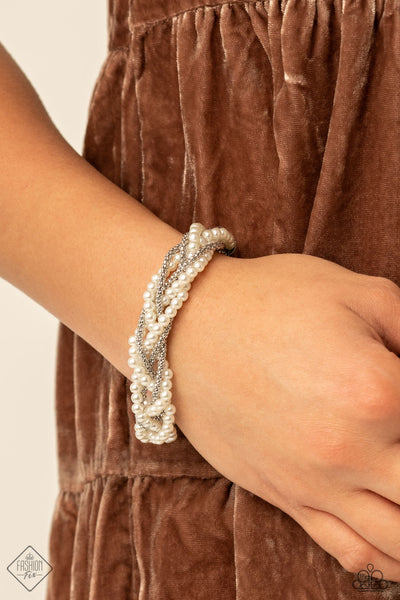VINTAGE VARIATION - WHITE PEARL SILVER BRACELET - PAPARAZZI - FASHION FIX MARCH 2021