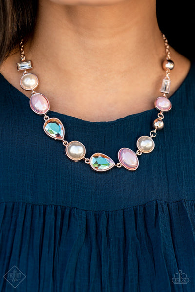 NAUTICAL NIRVANA - ROSE GOLD PEARL IRIDESCENT NECKLACE - PAPARAZZI - FASHION FIX SEPTEMBER 2021