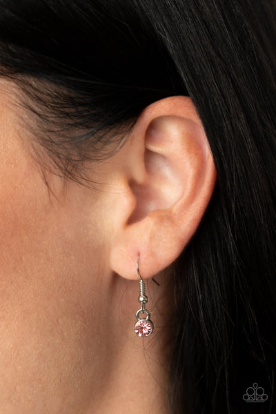 SUBLIMINAL SPARKLE - PINK RHINESTONE SILVER SWIRL PENDANT NECKLACE - PAPARAZZI