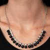 FROZEN IN TIMELESS - BLACK BEAD WHITE RHINESTONE SILVER NECKLACE - PAPARAZZI