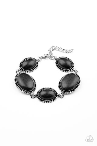 River View - Black Stone Silver Frame Bracelet - Paparazzi
