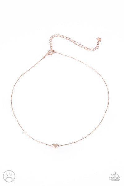 HUMBLE HEART - ROSE GOLD HEART DAINTY CHOKER NECKLACE - PAPARAZZI