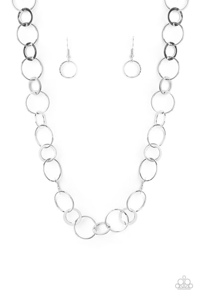 REVOLUTIONARY RADIANCE - SILVER CIRCLE NECKLACE - PAPARAZZI