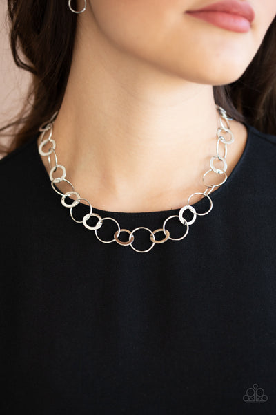 REVOLUTIONARY RADIANCE - SILVER CIRCLE NECKLACE - PAPARAZZI