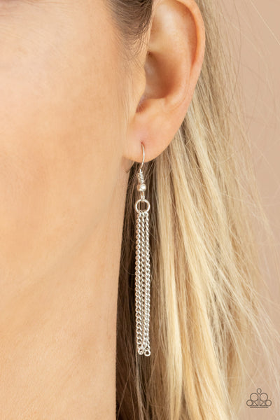 GLAMOROUSLY GLARING - SILVER RHINESTONE PENDANT NECKLACE - PAPARAZZI