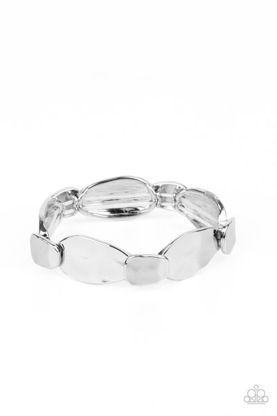 ABSOLUTELY APPLIQUE - SILVER PLATE STRETCHY BRACELET - PAPARAZZI