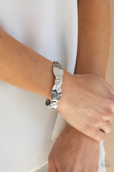 ABSOLUTELY APPLIQUE - SILVER PLATE STRETCHY BRACELET - PAPARAZZI