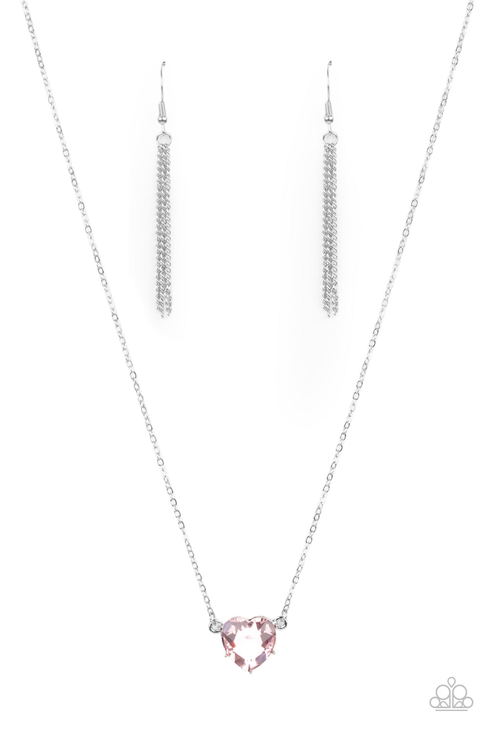 SHE WORKS HEART FOR THE MONEY - PINK GEM SILVER NECKLACE - PAPARAZZI