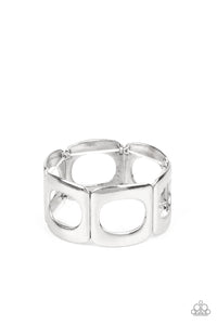 IN OVAL YOUR HEAD - SILVER SQUARE STRETCHY BRACELET - PAPARAZZI