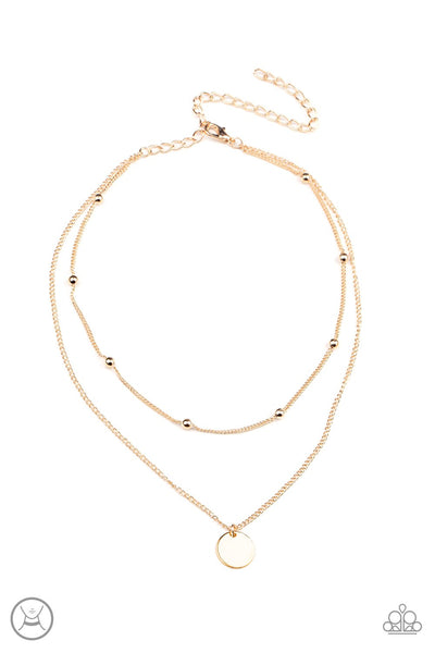 MODESTLY MINIMALIST - GOLD LAYERED CHOKER NECKLACE - PAPARAZZI