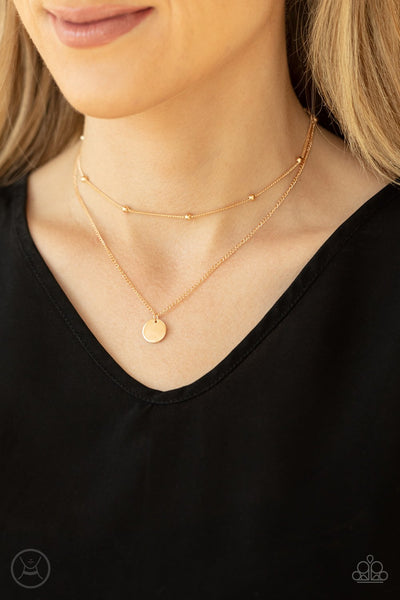 MODESTLY MINIMALIST - GOLD LAYERED CHOKER NECKLACE - PAPARAZZI