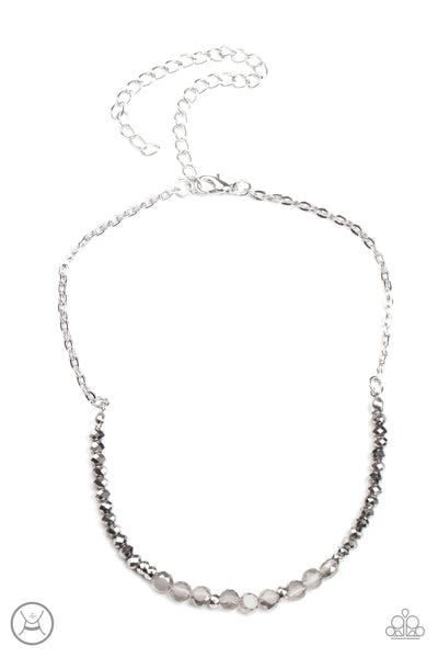 SPACE ODYSSEY - SILVER HEMATITE CRYSTAL CHOKER NECKLACE - PAPARAZZI