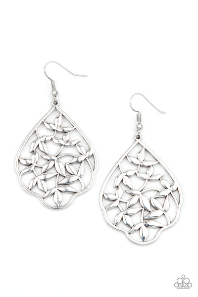 TAJ MAHAL GARDENS - SILVER FILIGREE EARRINGS - PAPARAZZI