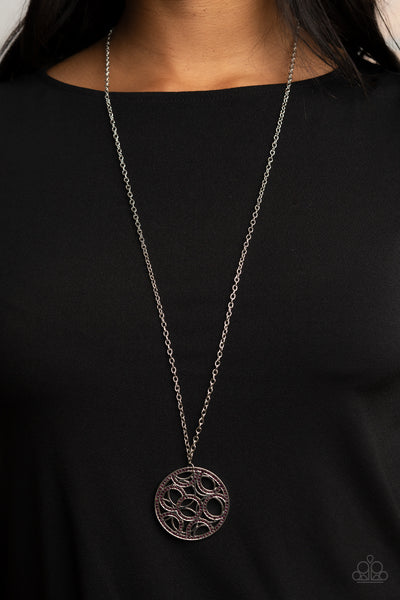 THANKS A MEDALLION - PURPLE RHINESTONE SILVER PENDANT NECKLACE - PAPARAZZI