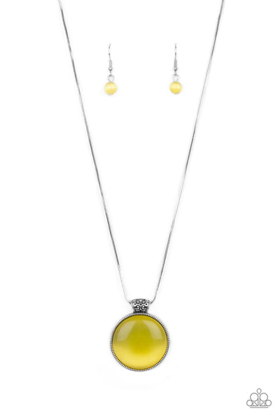 LOOK INTO MY AURA - YELLOW CAT'S EYE NECKLACE - PAPARAZZI