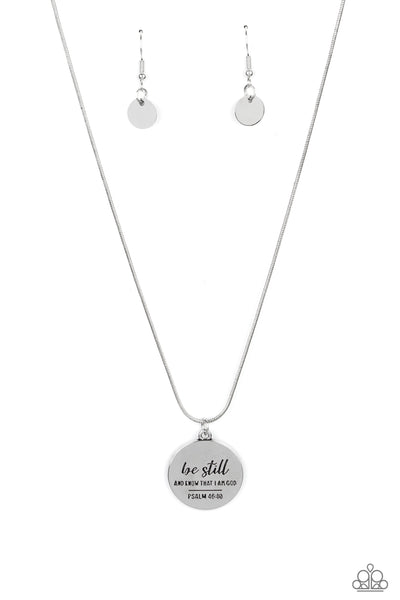 BE STILL - SILVER PSALM 16:13 "BE STILL AND KNOW THAT I AM GOD" SILVER NECKLACE - PAPARAZZI