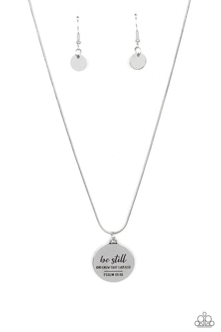BE STILL - SILVER PSALM 16:13 "BE STILL AND KNOW THAT I AM GOD" SILVER NECKLACE - PAPARAZZI