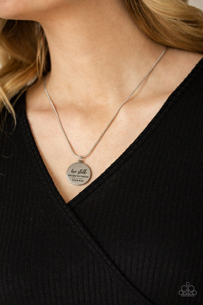 BE STILL - SILVER PSALM 16:13 "BE STILL AND KNOW THAT I AM GOD" SILVER NECKLACE - PAPARAZZI