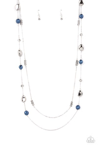 GALA GOALS - BLUE HEMATITE BEAD SILVER LAYERED NECKLACE - PAPARAZZI