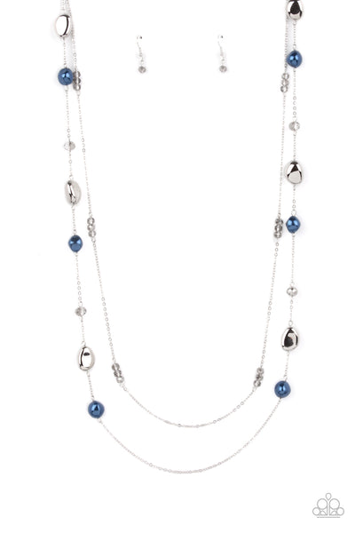 GALA GOALS - BLUE HEMATITE BEAD SILVER LAYERED NECKLACE - PAPARAZZI
