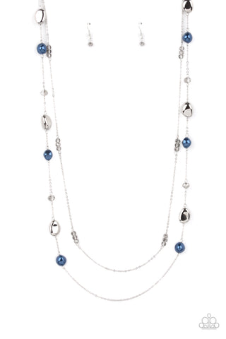 GALA GOALS - BLUE HEMATITE BEAD SILVER LAYERED NECKLACE - PAPARAZZI