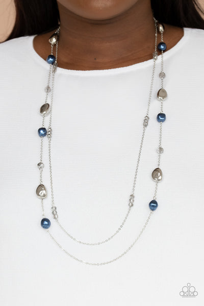 GALA GOALS - BLUE HEMATITE BEAD SILVER LAYERED NECKLACE - PAPARAZZI