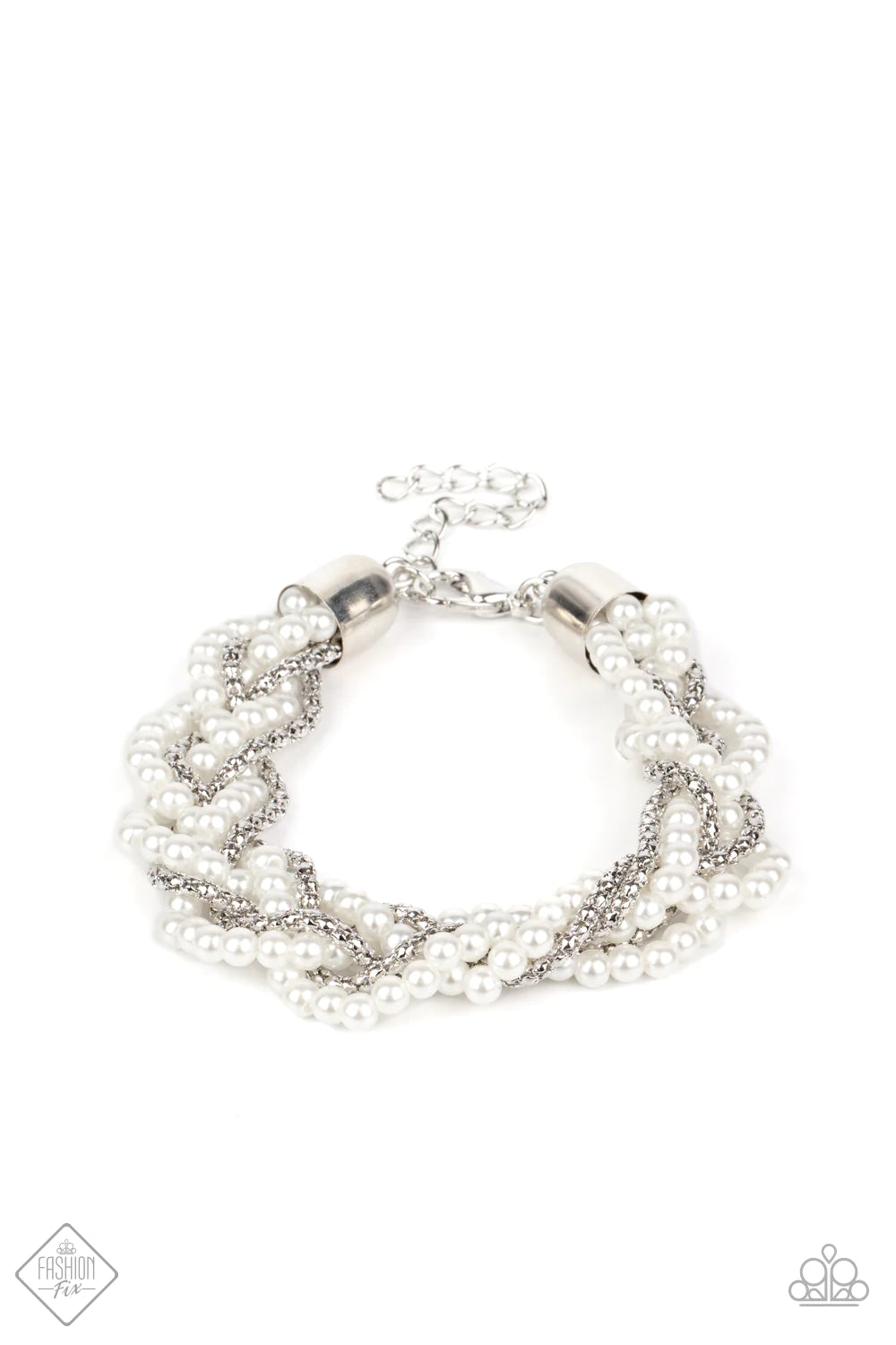 VINTAGE VARIATION - WHITE PEARL SILVER BRACELET - PAPARAZZI - FASHION FIX MARCH 2021