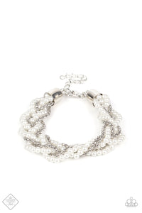 VINTAGE VARIATION - WHITE PEARL SILVER BRACELET - PAPARAZZI - FASHION FIX MARCH 2021