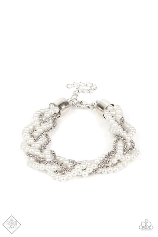 VINTAGE VARIATION - WHITE PEARL SILVER BRACELET - PAPARAZZI - FASHION FIX MARCH 2021