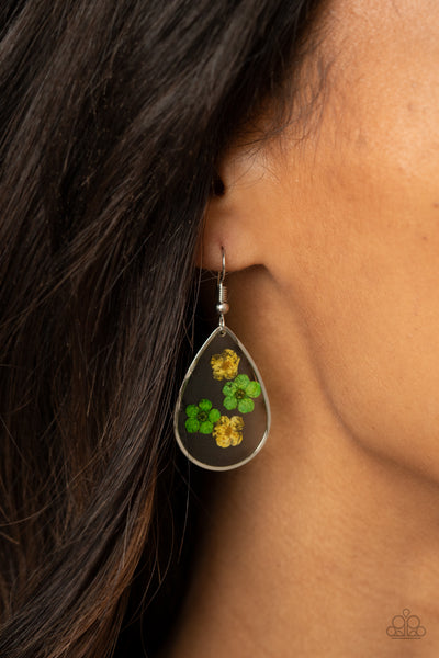 PERENNIAL PRAIRIE - YELLOW PRESSED FLOWER EARRINGS - PAPARAZZI - PAPARAZZI