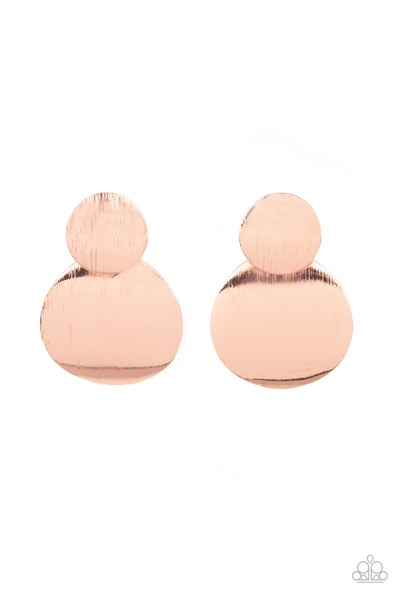 HERE TODAY, GONG TOMORROW - COPPER SHIMMER CIRCLE POST EARRINGS - PAPARAZZ