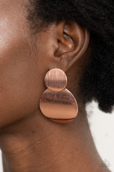 HERE TODAY, GONG TOMORROW - COPPER SHIMMER CIRCLE POST EARRINGS - PAPARAZZ