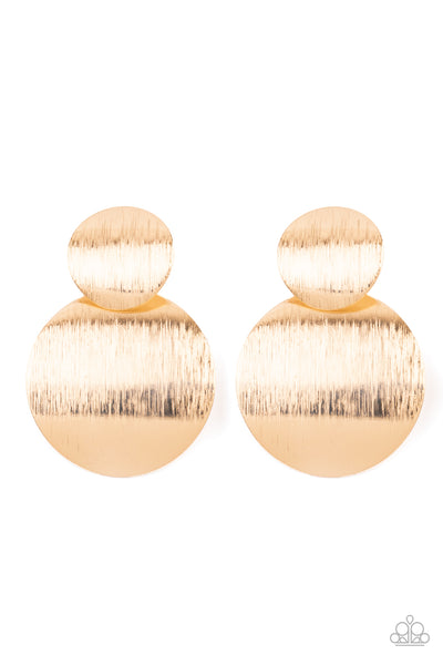 HERE TODAY, GONG TOMORROW - GOLD SHIMMER CIRCLE POST EARRINGS - PAPARAZZ