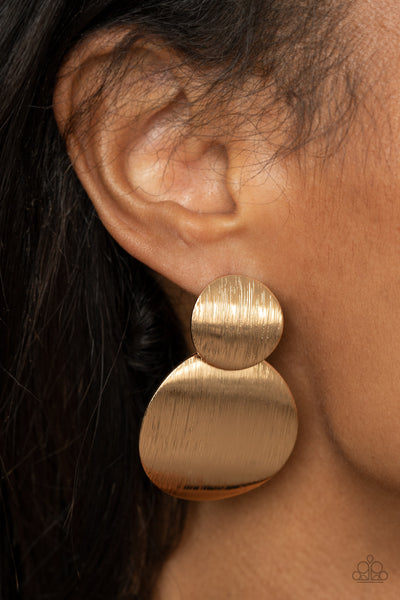 HERE TODAY, GONG TOMORROW - GOLD SHIMMER CIRCLE POST EARRINGS - PAPARAZZ
