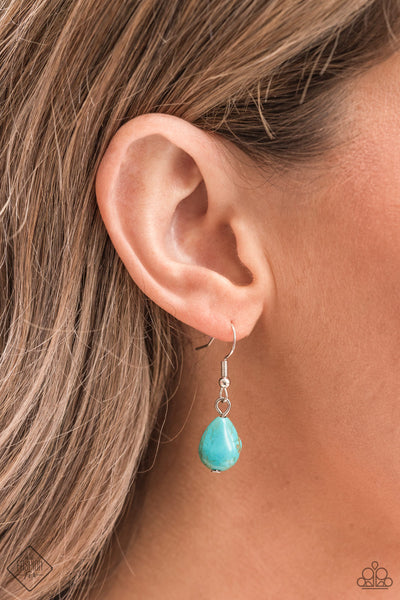 TROPICAL MIRAGE - BLUE TURQUOISE SILVER PENDANT NECKLACE - FASHION FIX MAY 2021 - PAPARAZZI