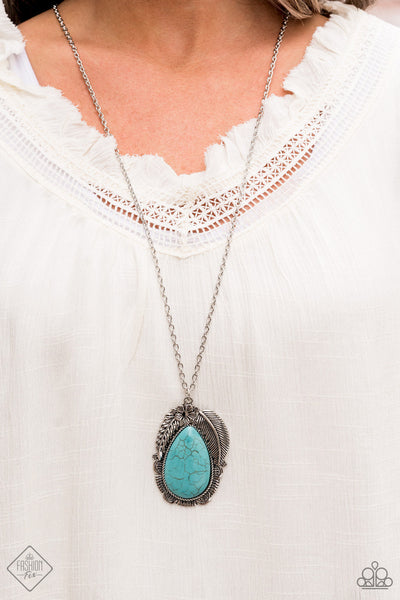 TROPICAL MIRAGE - BLUE TURQUOISE SILVER PENDANT NECKLACE - FASHION FIX MAY 2021 - PAPARAZZI