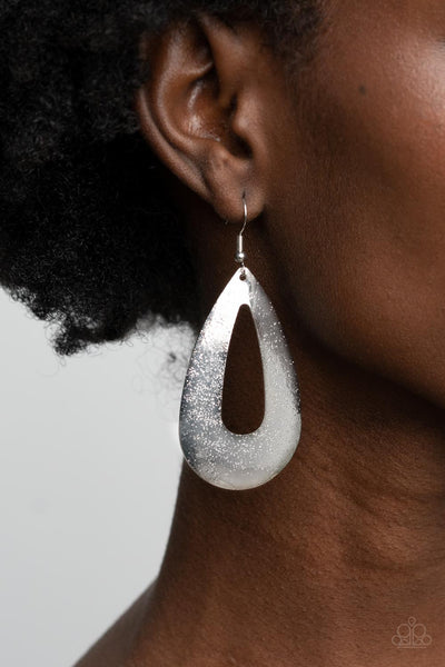 HAND IT OVAL! - SILVER TEXTURED TEADROP EARRINGS - PAPARAZZI