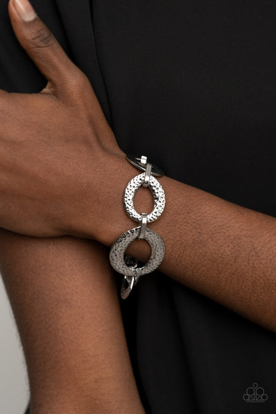 STEEL THE SHOW - SILVER GUNMETAL BRACELET - PAPARAZZI