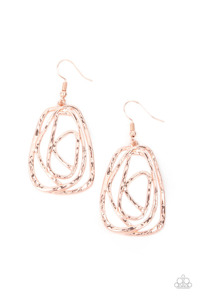 ARTISAN RELIC - ROSE GOLD HAMMERED EARRINGS - PAPARAZZI