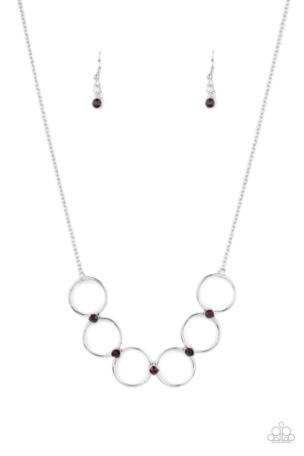 REGAL SOCIETY - PURPLE RHINESTONE SILVER CIRCLE NECKLACE - PAPARAZZI