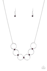 REGAL SOCIETY - PURPLE RHINESTONE SILVER CIRCLE NECKLACE - PAPARAZZI